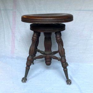 Antique Wooden Piano Stool